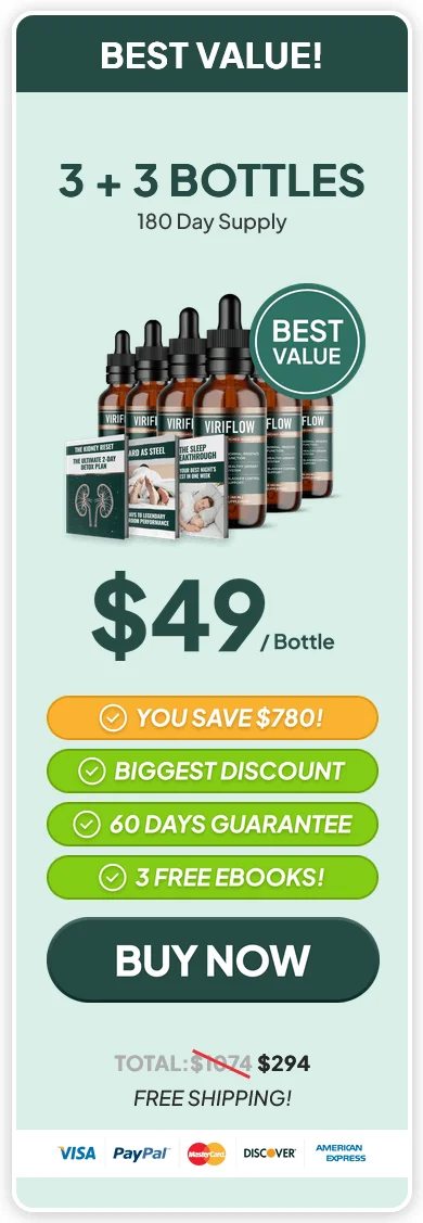 ViriFlow 6 Bottle Best Value Pack with 3 Free Bonuses and Free Shipping
